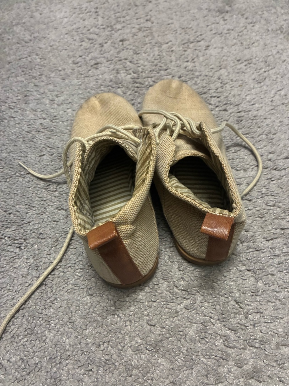 Aldo Tan Canvas Lace-Up Oxford Flats Size 5 Casual Everyday